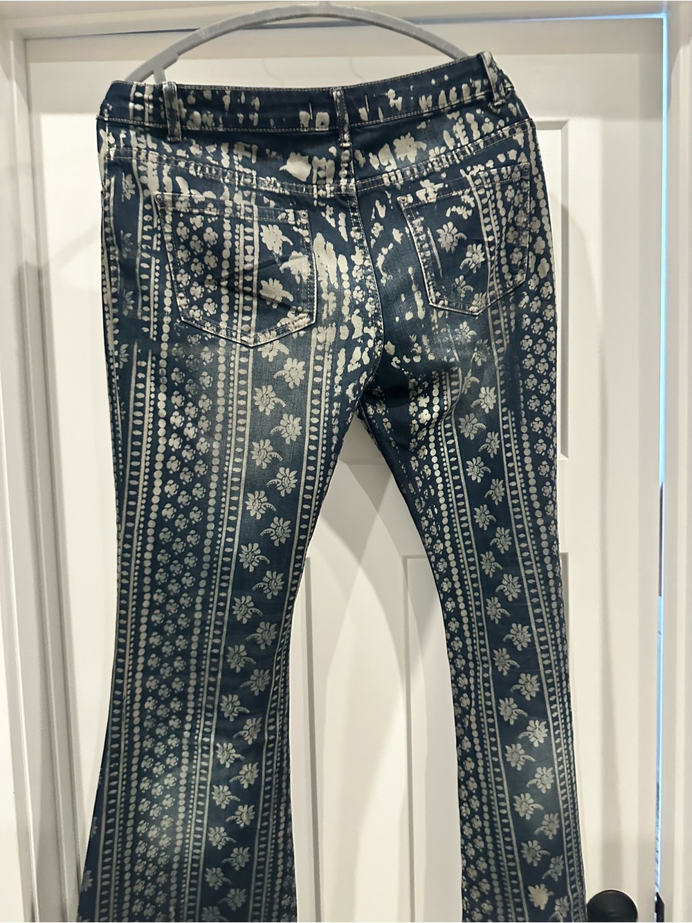 Free People Indigo Floral Bootcut Pants